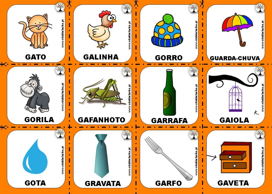 Cartões Linguagem – Fonema /g/ Inicial ⋆ EduKinclusiva