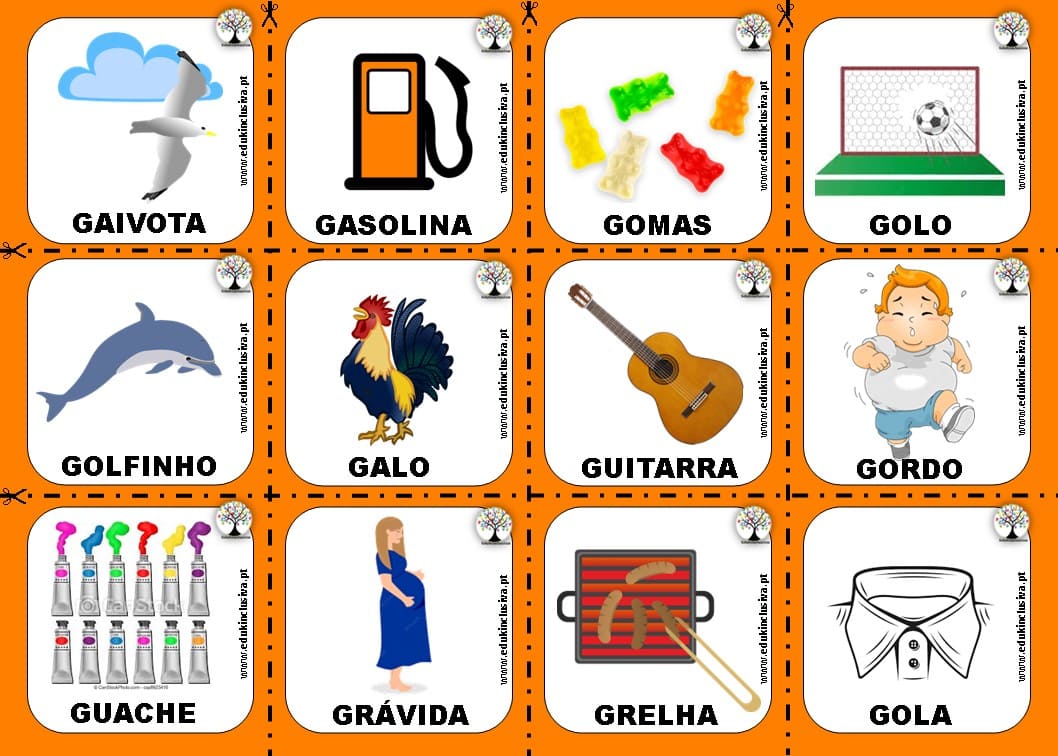 Cartões Linguagem – Fonema /g/ Inicial ⋆ EduKinclusiva